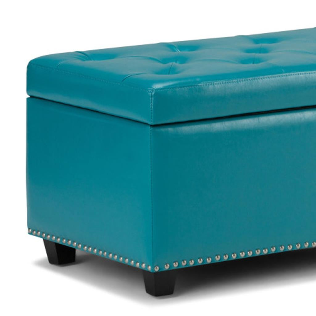 48" Dark Brown and Blue Upholstery Storage Ottoman-6