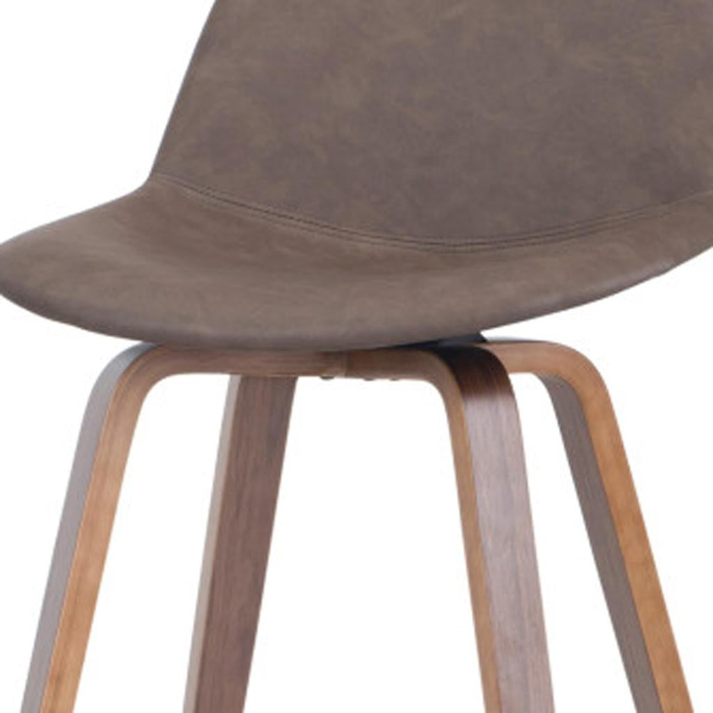 28" Brown Wood Backless Counter Height Bar Chair-3