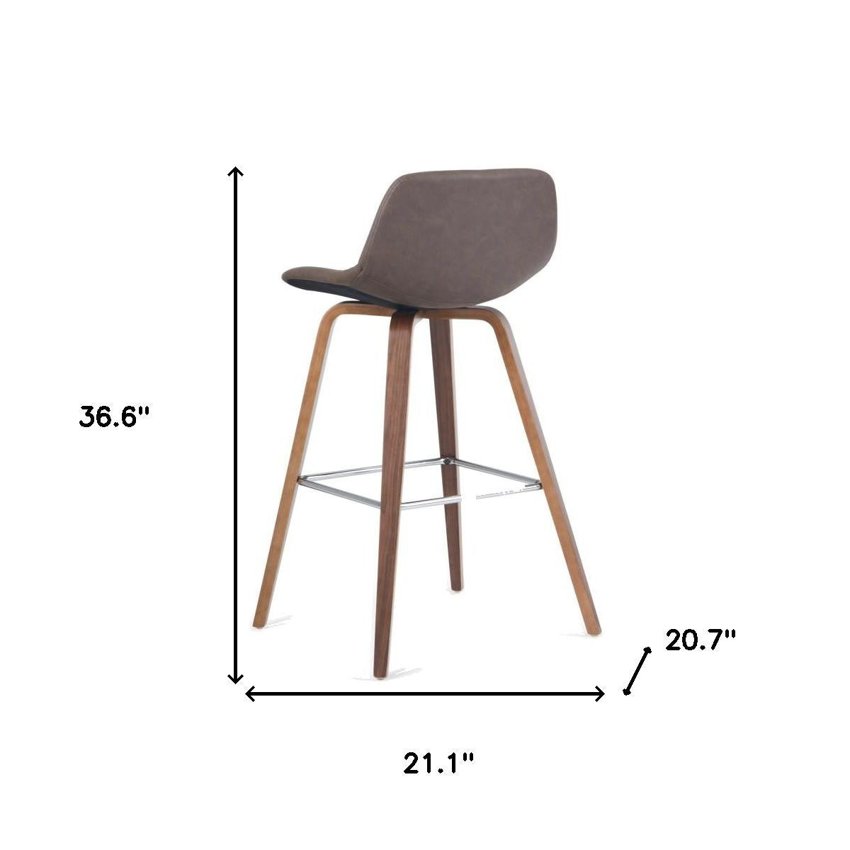 28" Brown Wood Backless Counter Height Bar Chair-4