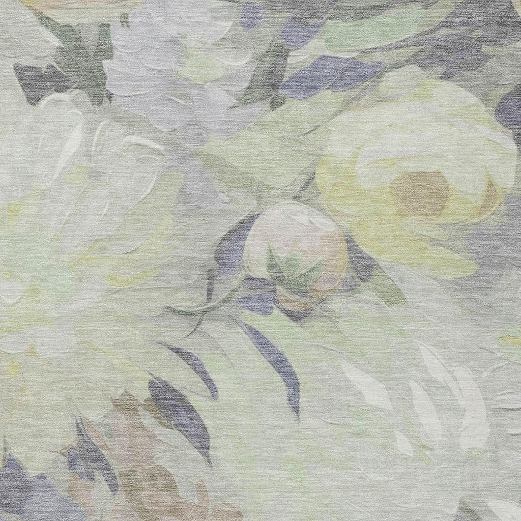 5' X 8' Mint Green Ivory And Beige Floral Washable Indoor Outdoor Area Rug-5