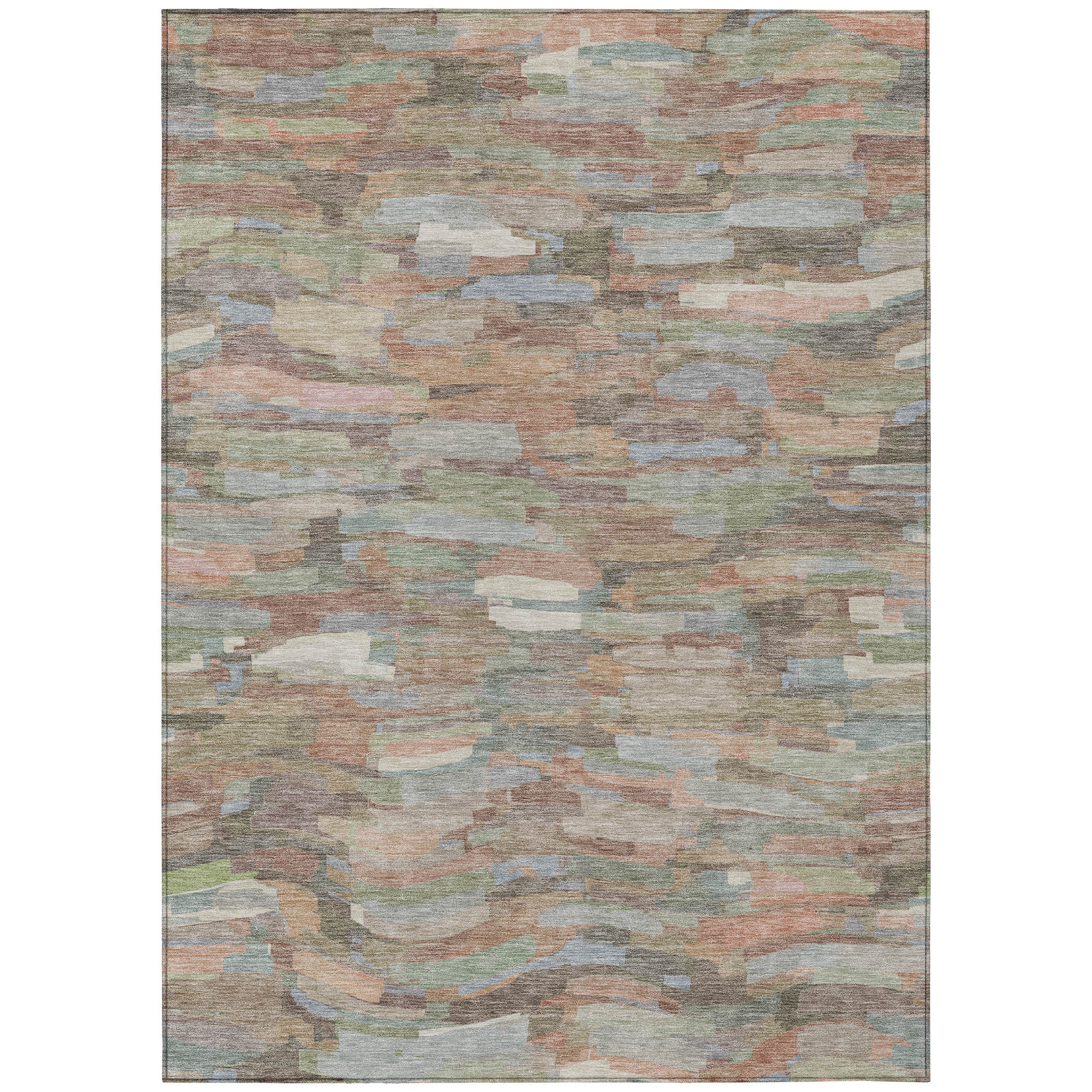 5' X 8' Copper Peach And Ivory Striped Washable Indoor Outdoor Area Rug-1