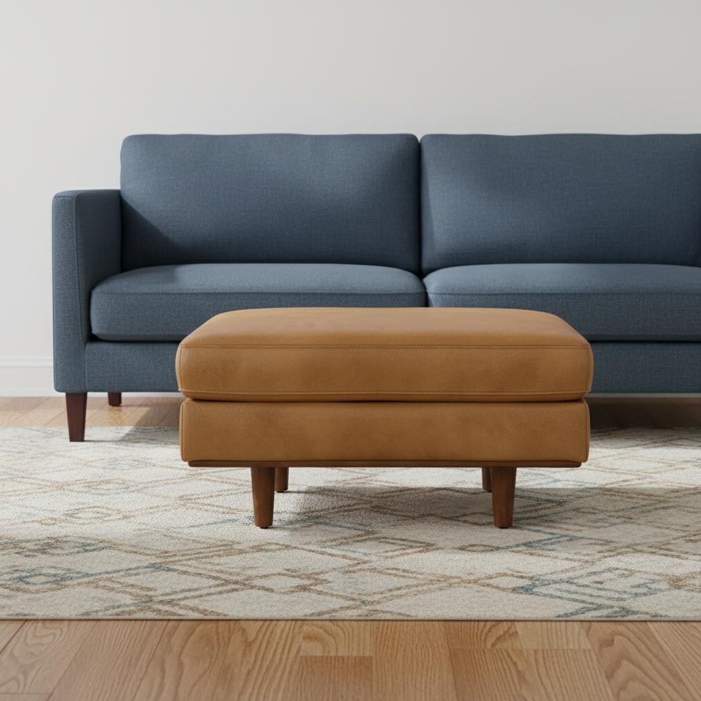33" Sienna and Brown Leather Cocktail Ottoman-1