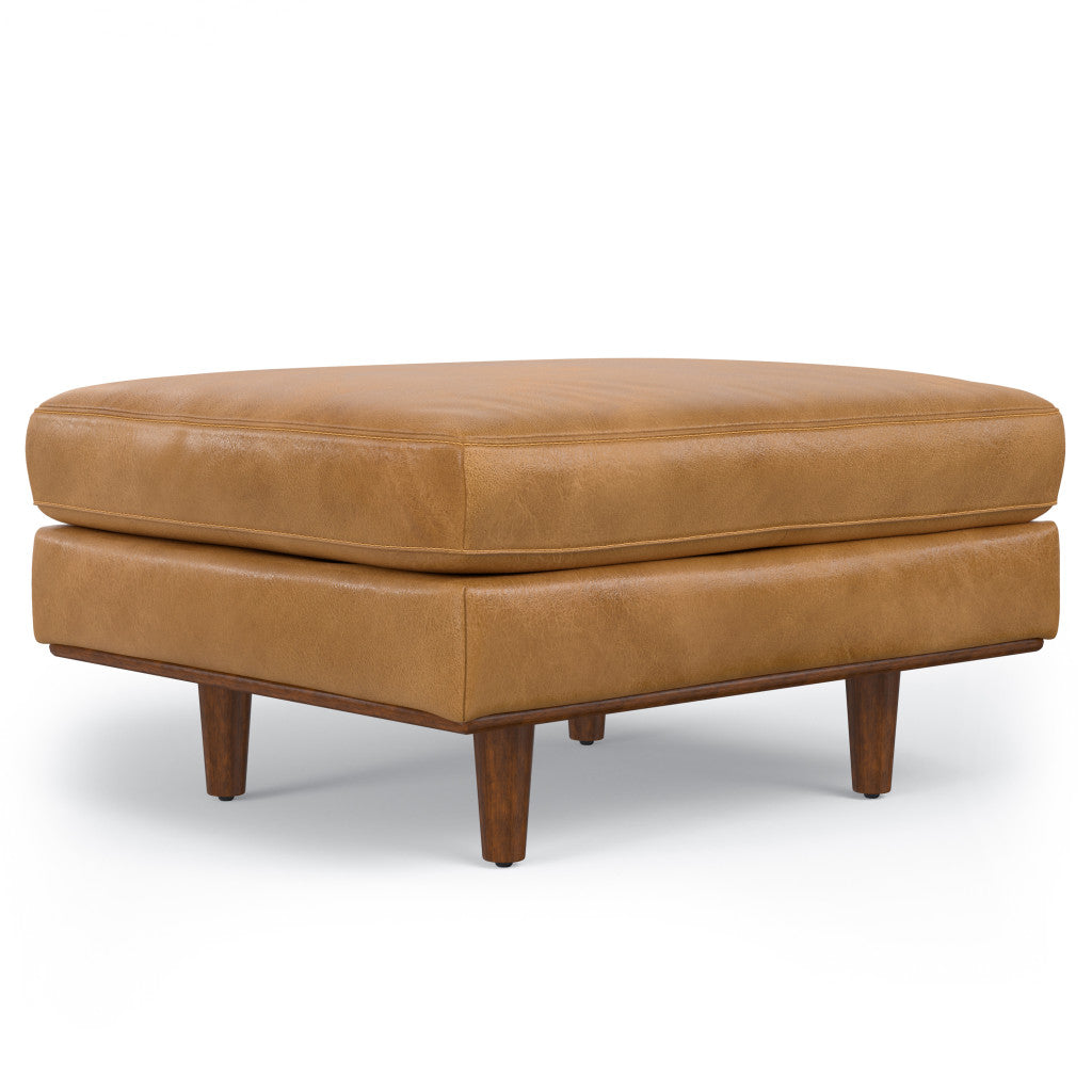 33" Sienna and Brown Leather Cocktail Ottoman-0