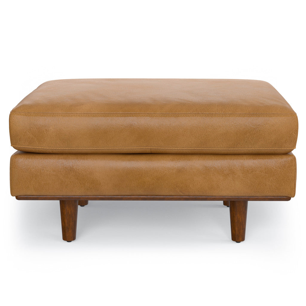 33" Sienna and Brown Leather Cocktail Ottoman-2