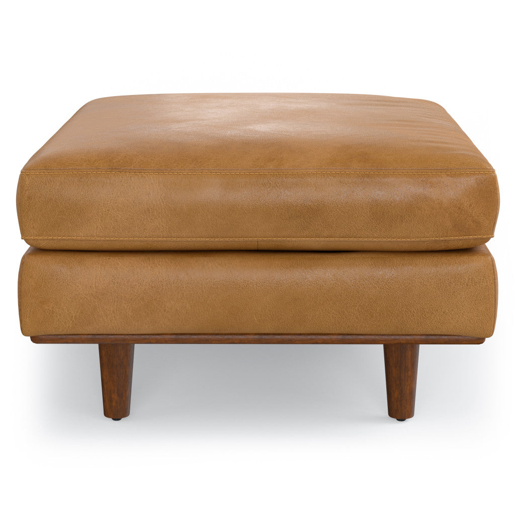 33" Sienna and Brown Leather Cocktail Ottoman-3