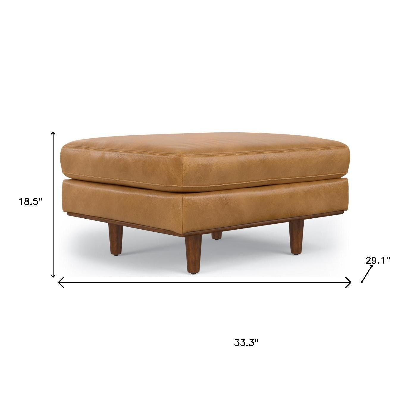 33" Sienna and Brown Leather Cocktail Ottoman-8