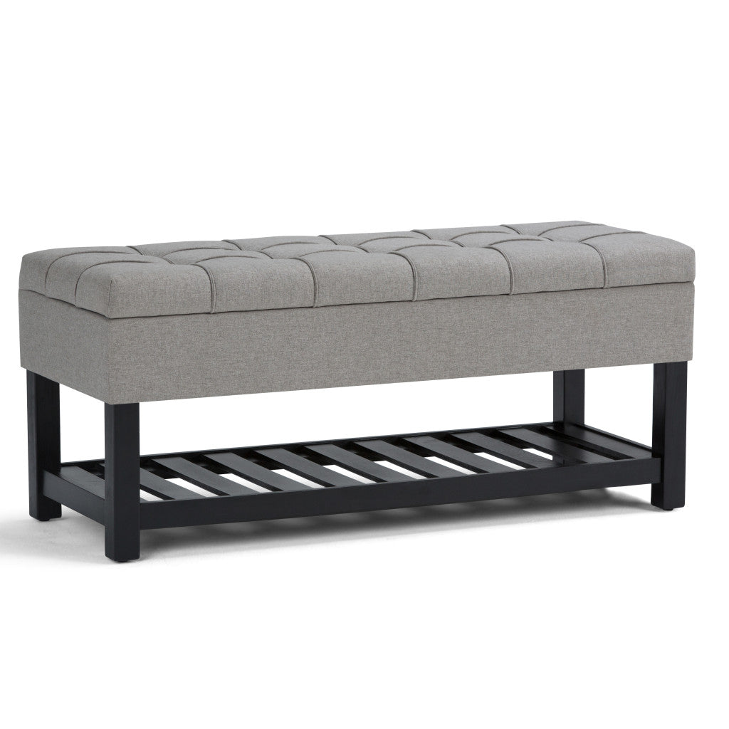 43" Gray and Espresso Fabric Ottoman With Storage-0