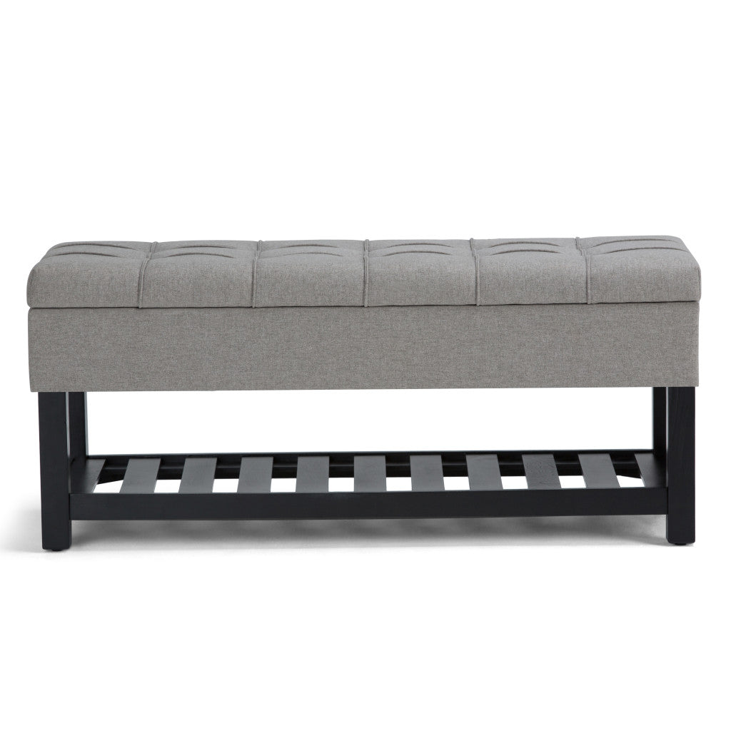 43" Gray and Espresso Fabric Ottoman With Storage-3