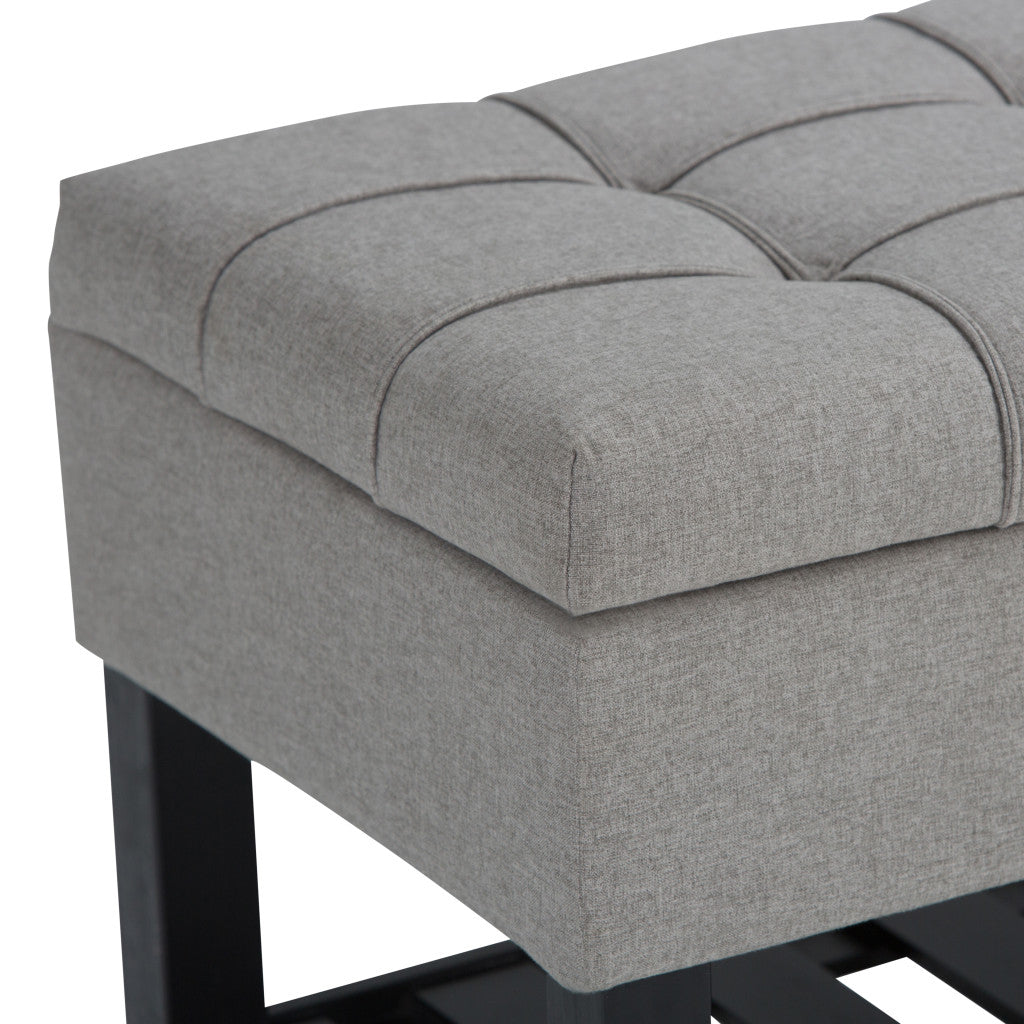 43" Gray and Espresso Fabric Ottoman With Storage-5