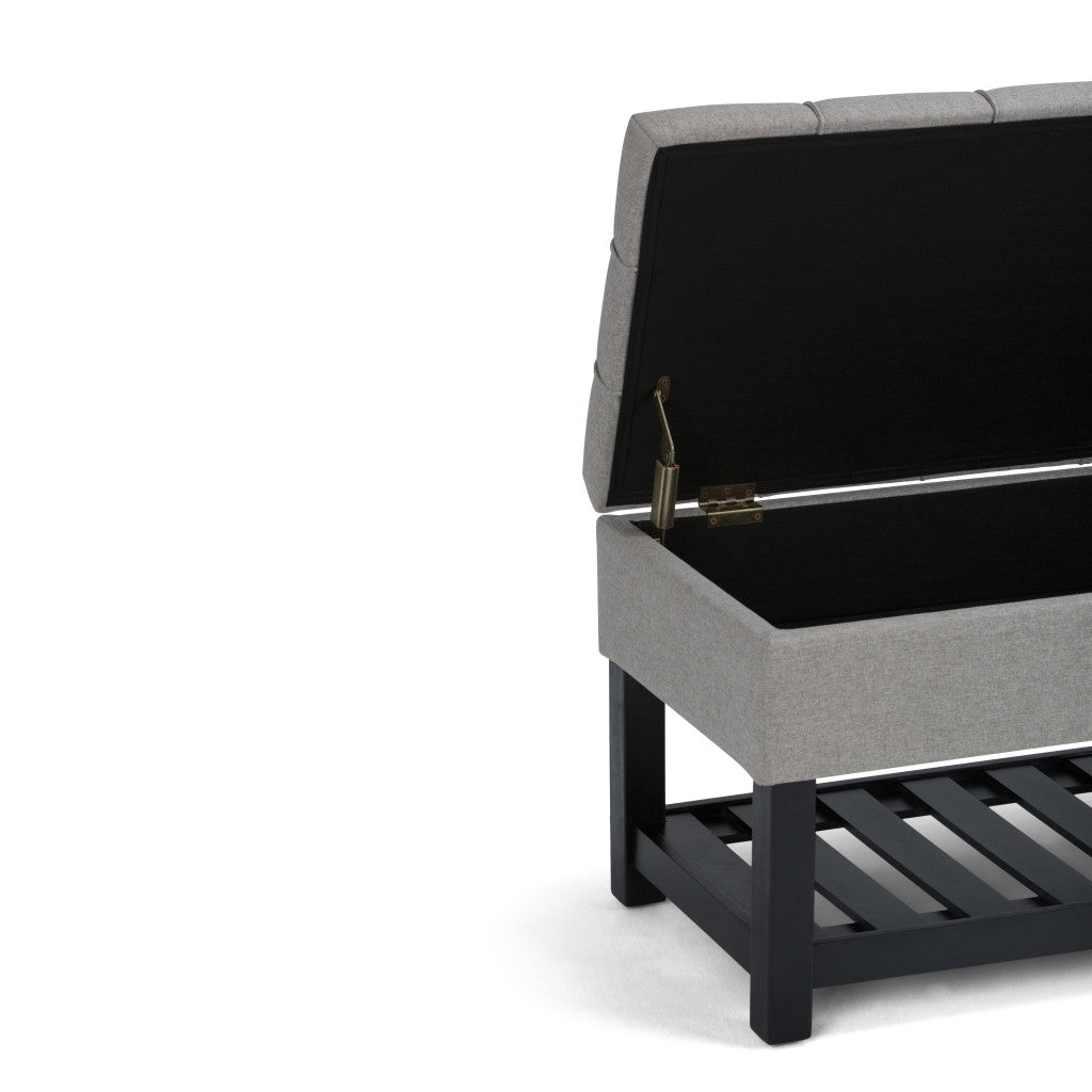 43" Gray and Espresso Fabric Ottoman With Storage-6