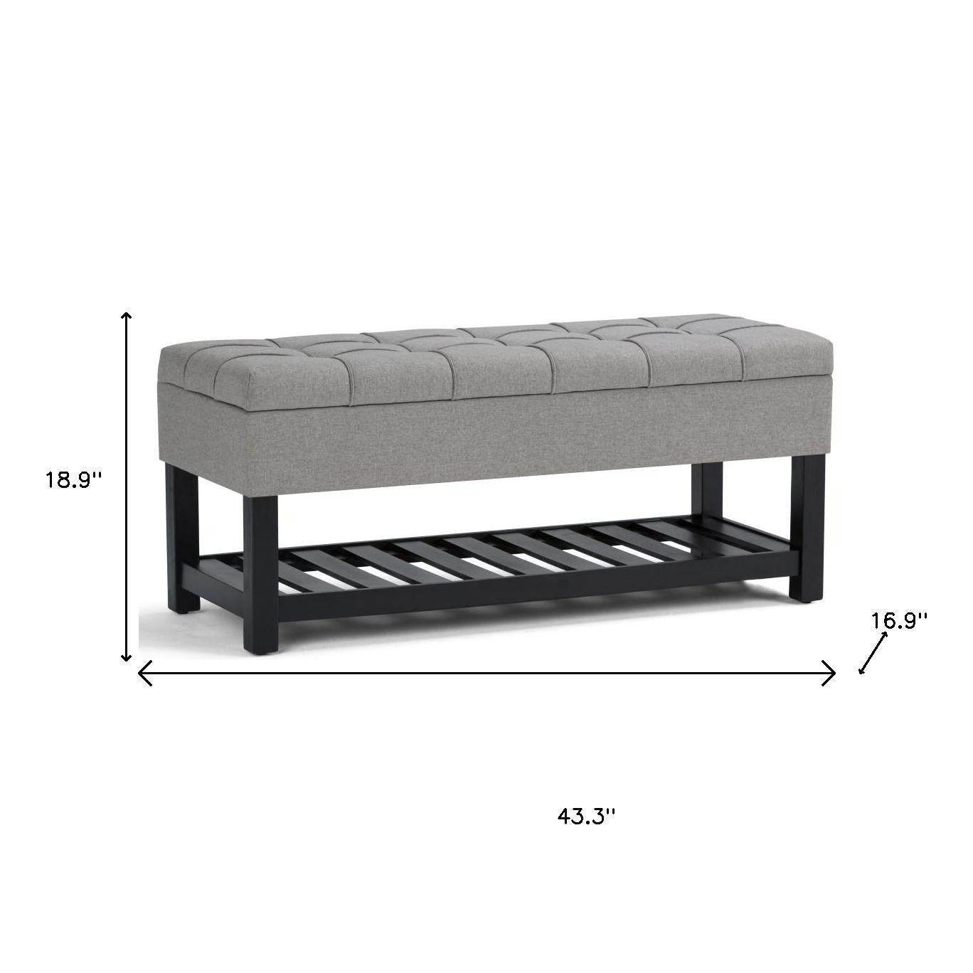 43" Gray and Espresso Fabric Ottoman With Storage-7