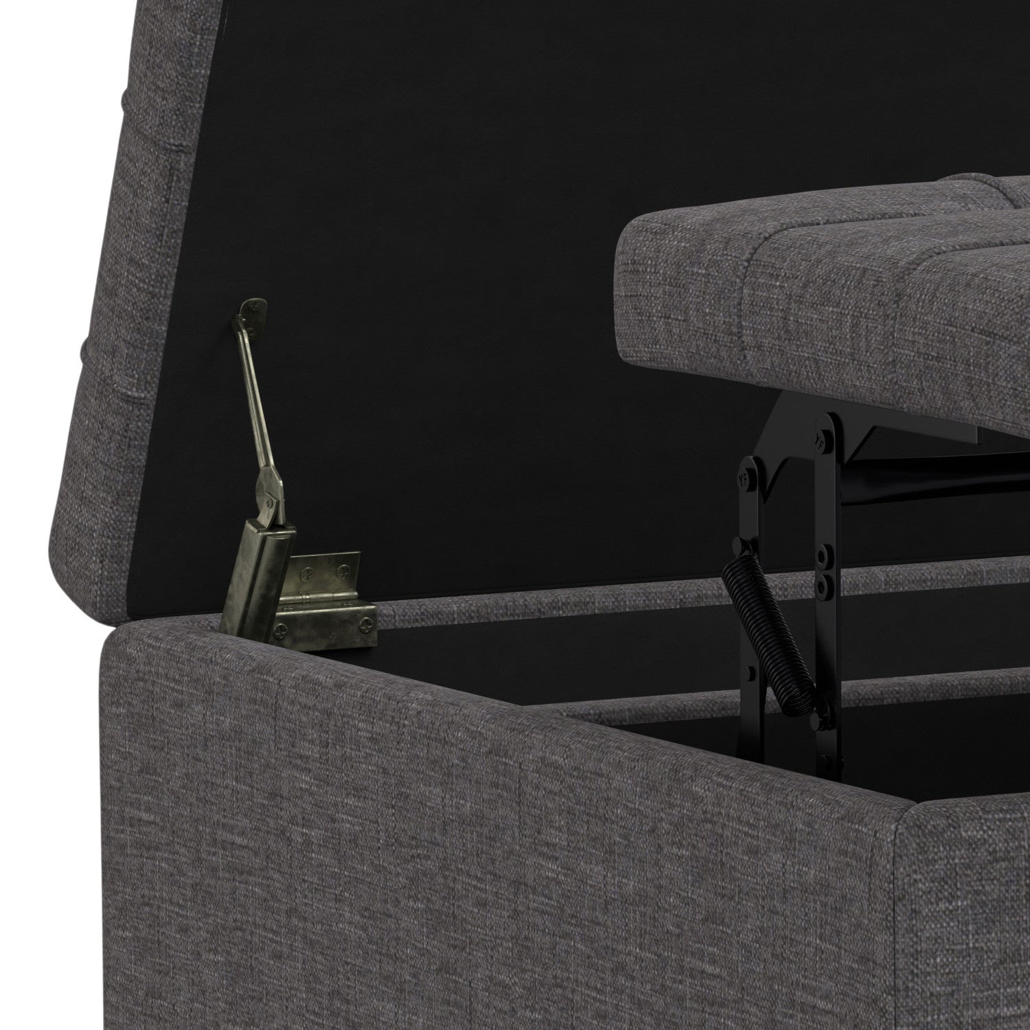 30" Gray and Brown Fabric Cocktail Ottoman With Storage-6