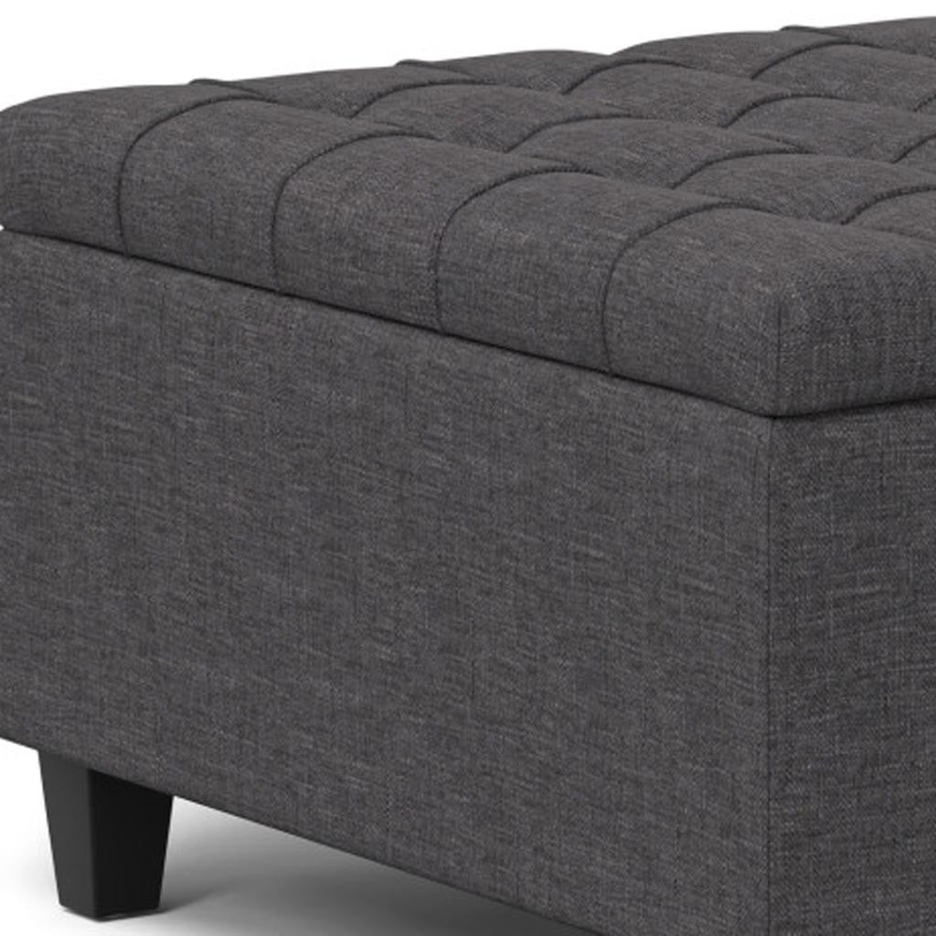 30" Gray and Brown Fabric Cocktail Ottoman With Storage-4
