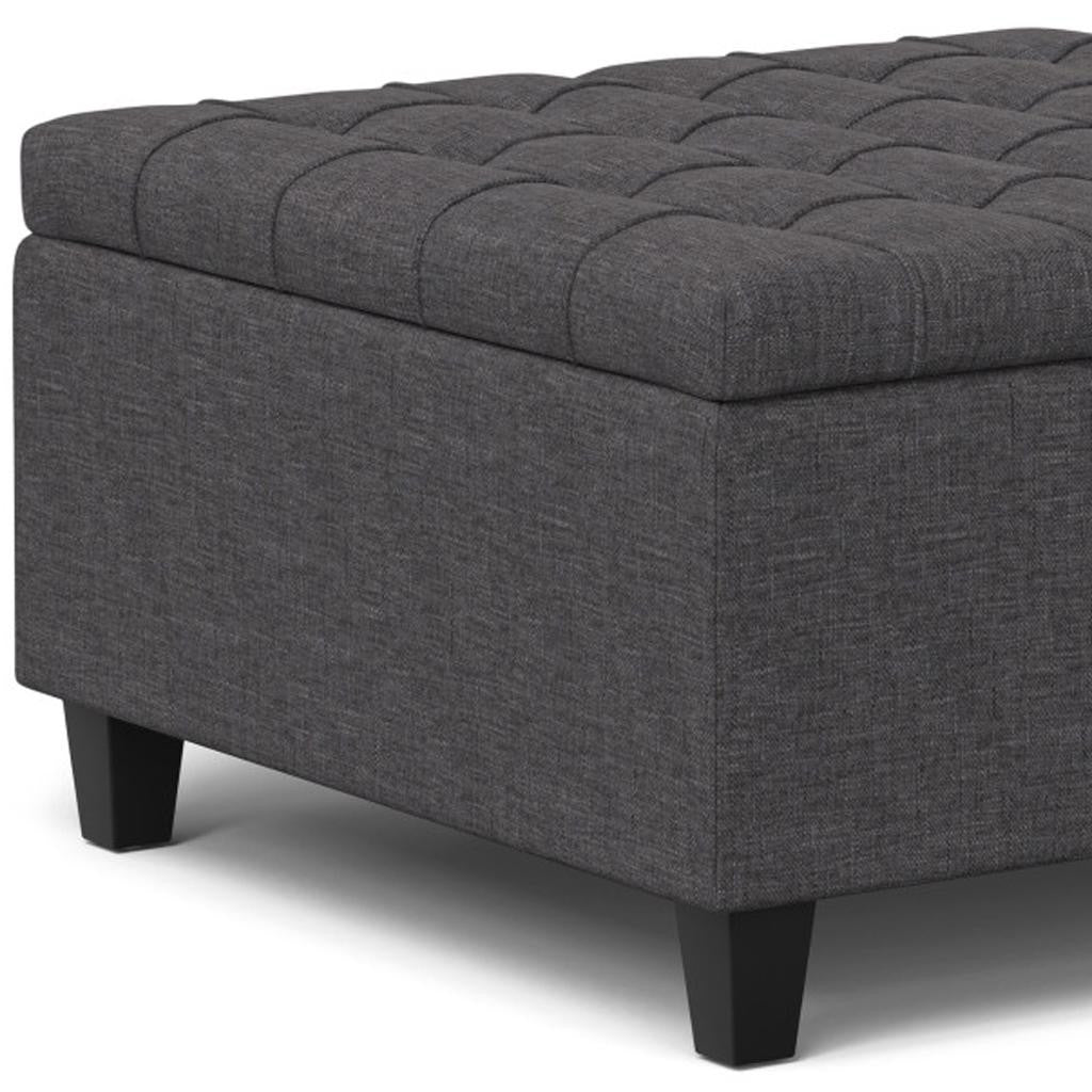 30" Gray and Brown Fabric Cocktail Ottoman With Storage-5