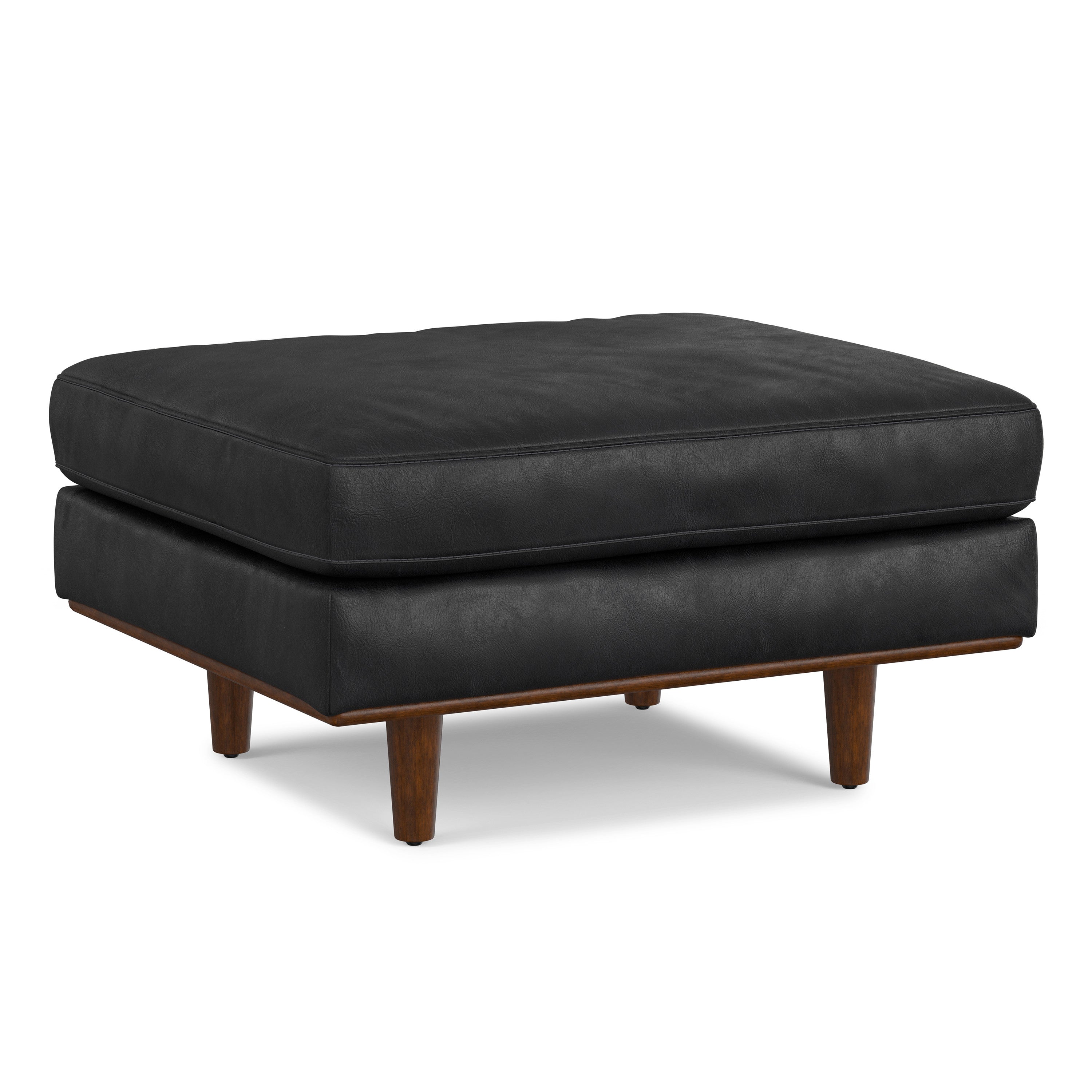 33" Black and Brown Leather Cocktail Ottoman-0