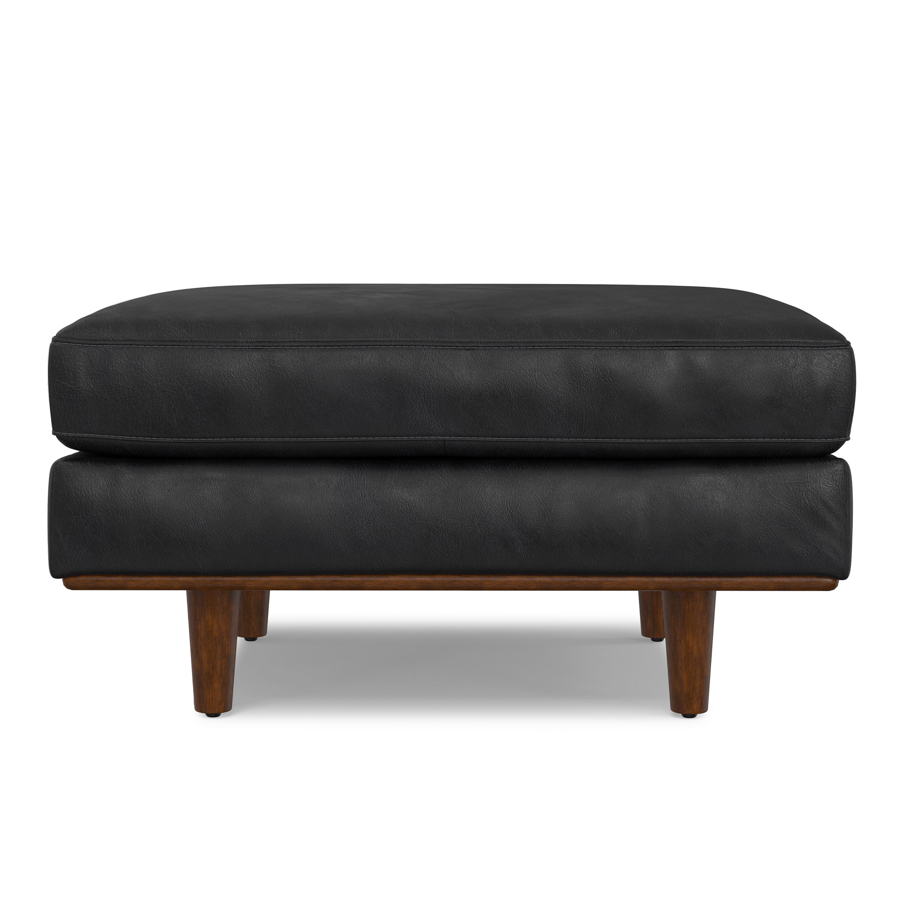 33" Black and Brown Leather Cocktail Ottoman-2