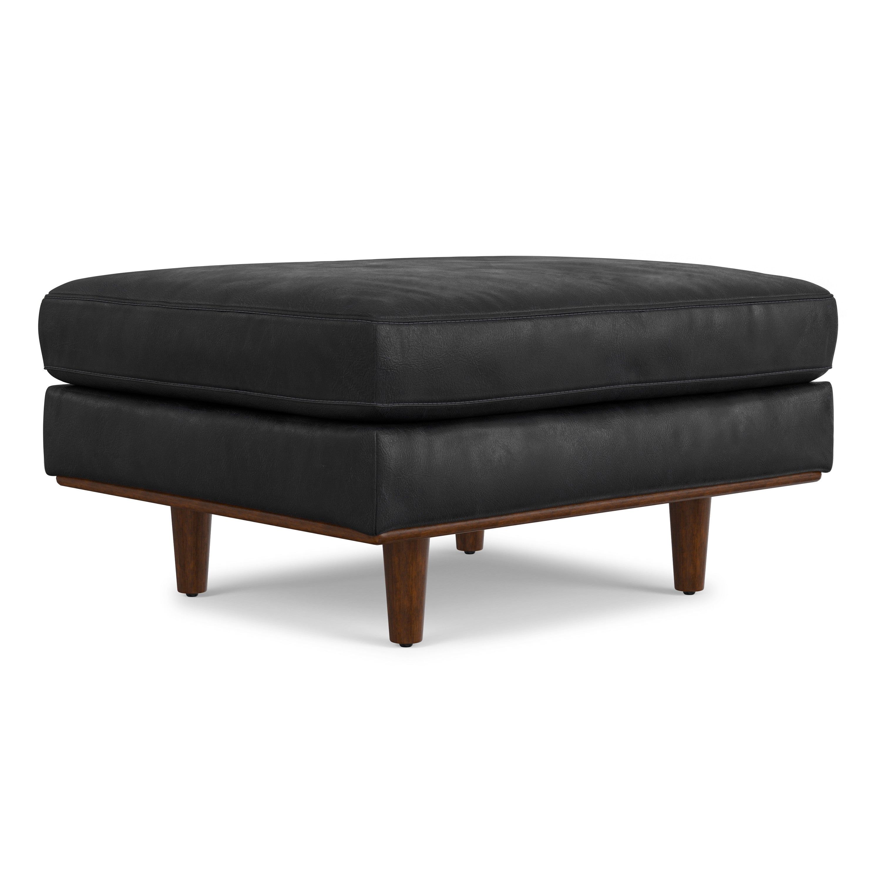 33" Black and Brown Leather Cocktail Ottoman-3