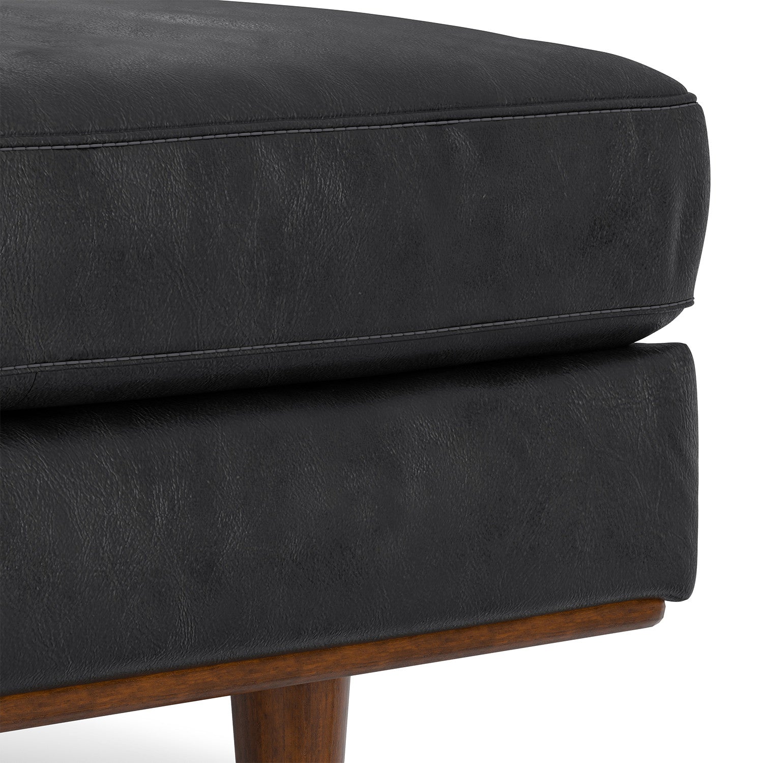 33" Black and Brown Leather Cocktail Ottoman-4
