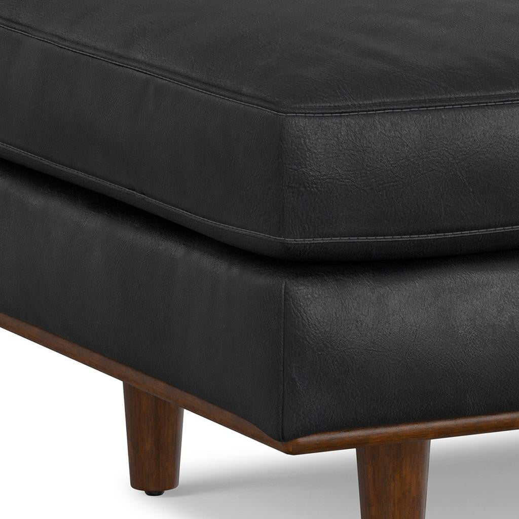 33" Black and Brown Leather Cocktail Ottoman-5