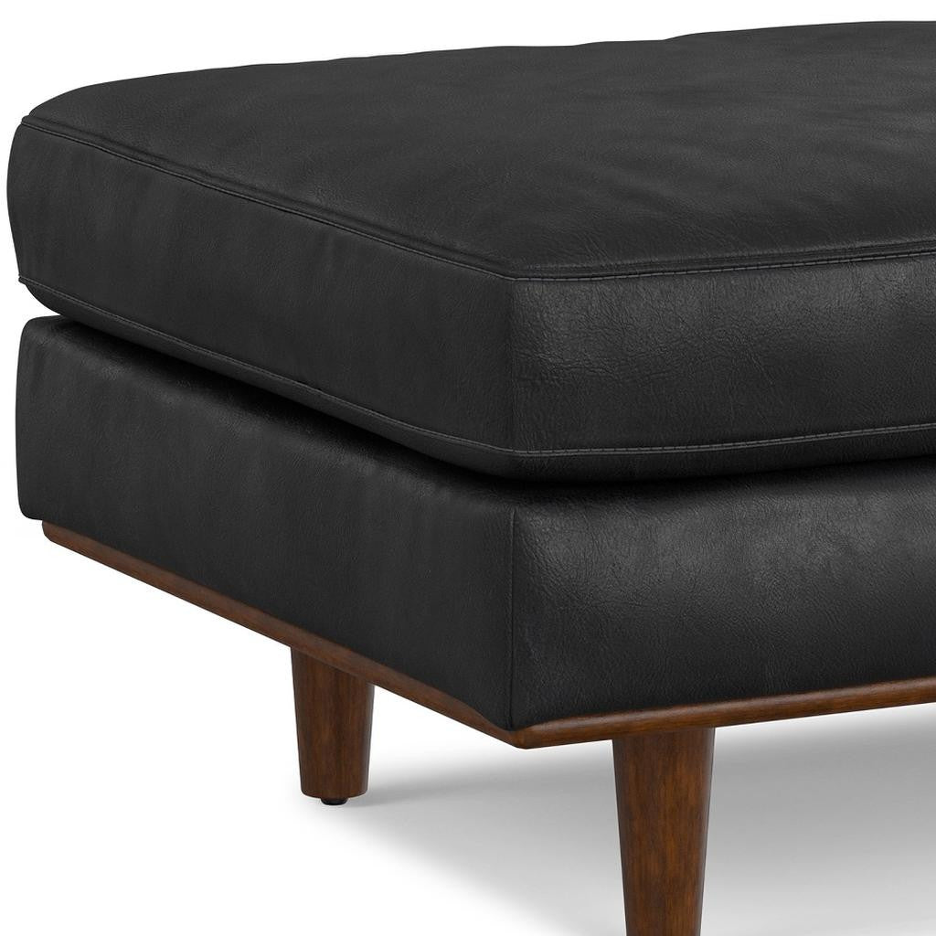 33" Black and Brown Leather Cocktail Ottoman-6