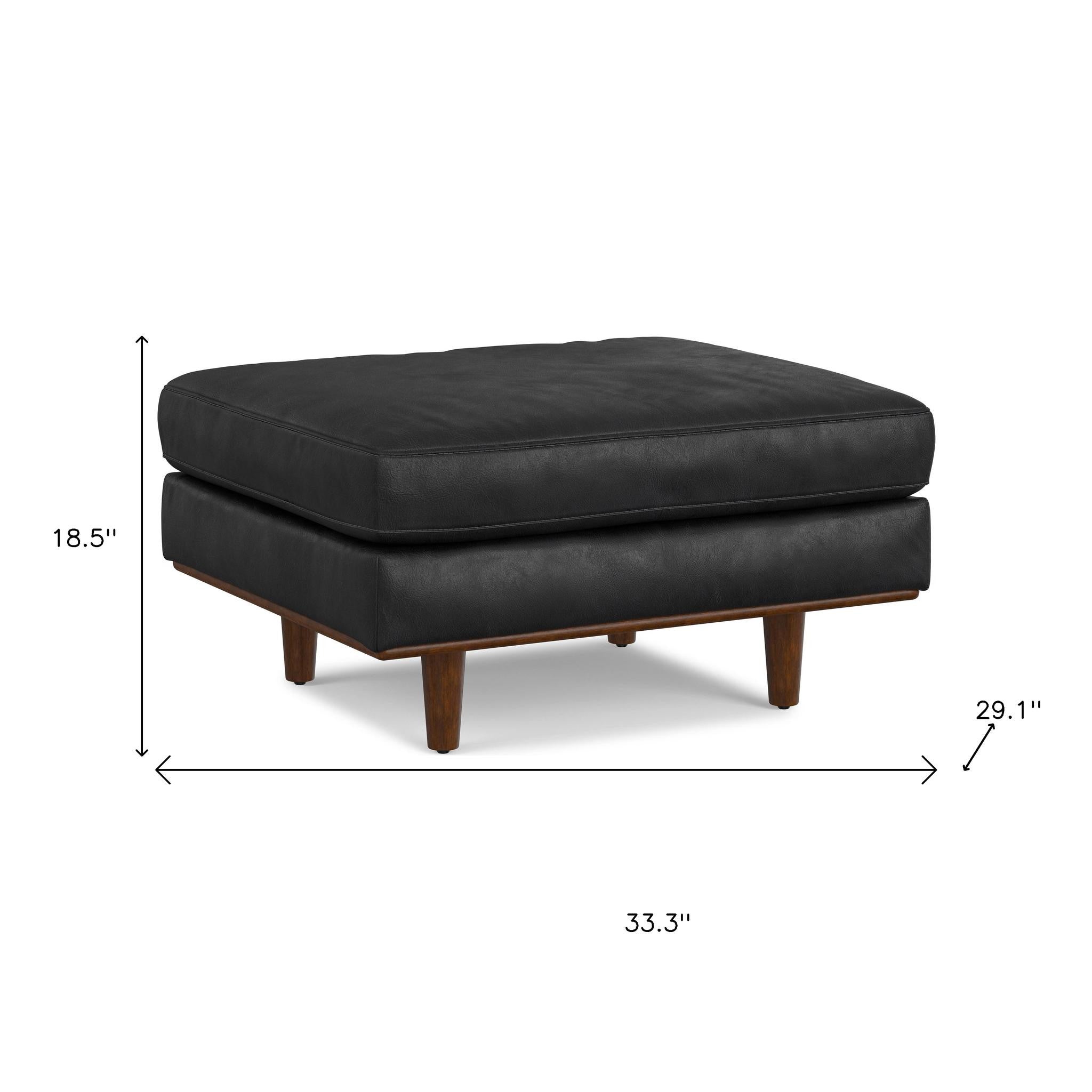 33" Black and Brown Leather Cocktail Ottoman-8