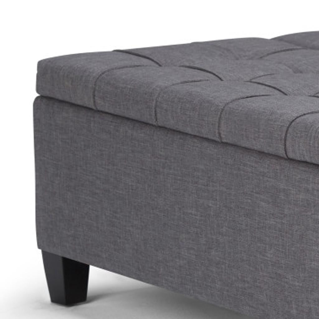 36" Gray and Espresso Fabric Cocktail Ottoman With Storage-5