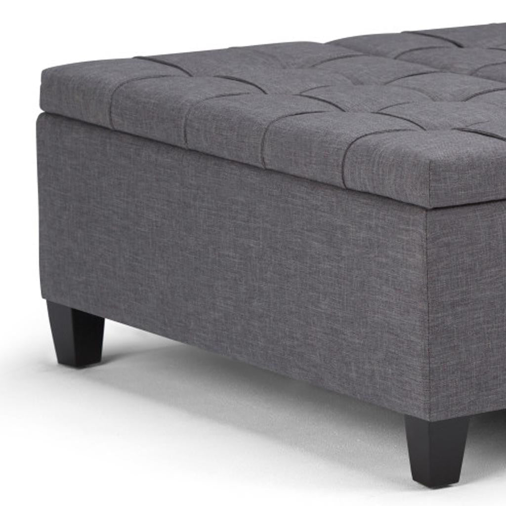 36" Gray and Espresso Fabric Cocktail Ottoman With Storage-7