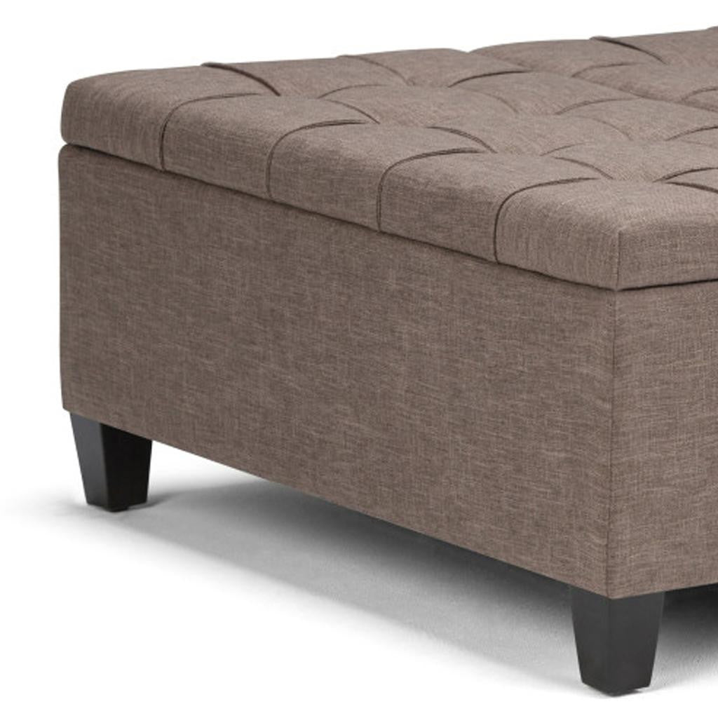 36" Brown and Espresso Fabric Cocktail Ottoman With Storage-6