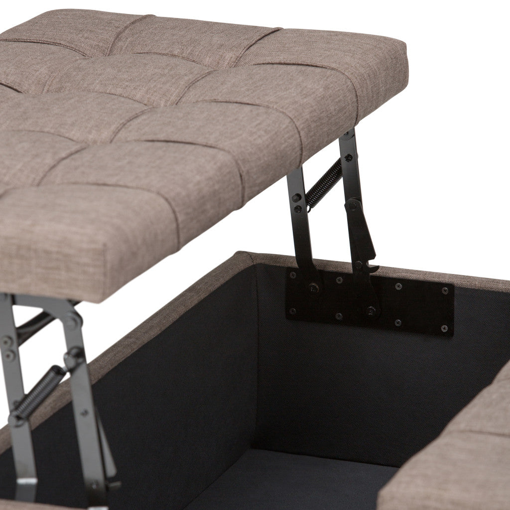 36" Brown and Espresso Fabric Cocktail Ottoman With Storage-8