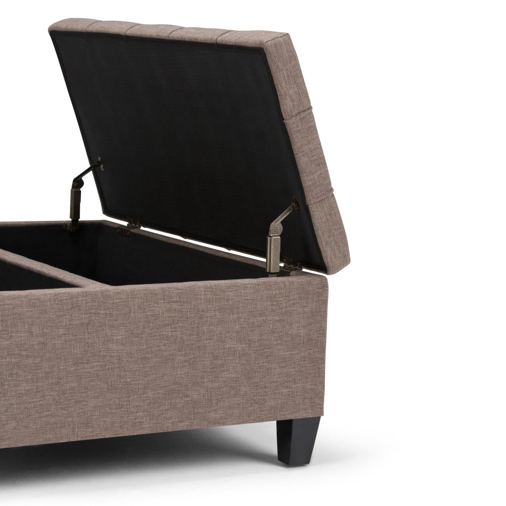 36" Brown and Espresso Fabric Cocktail Ottoman With Storage-5