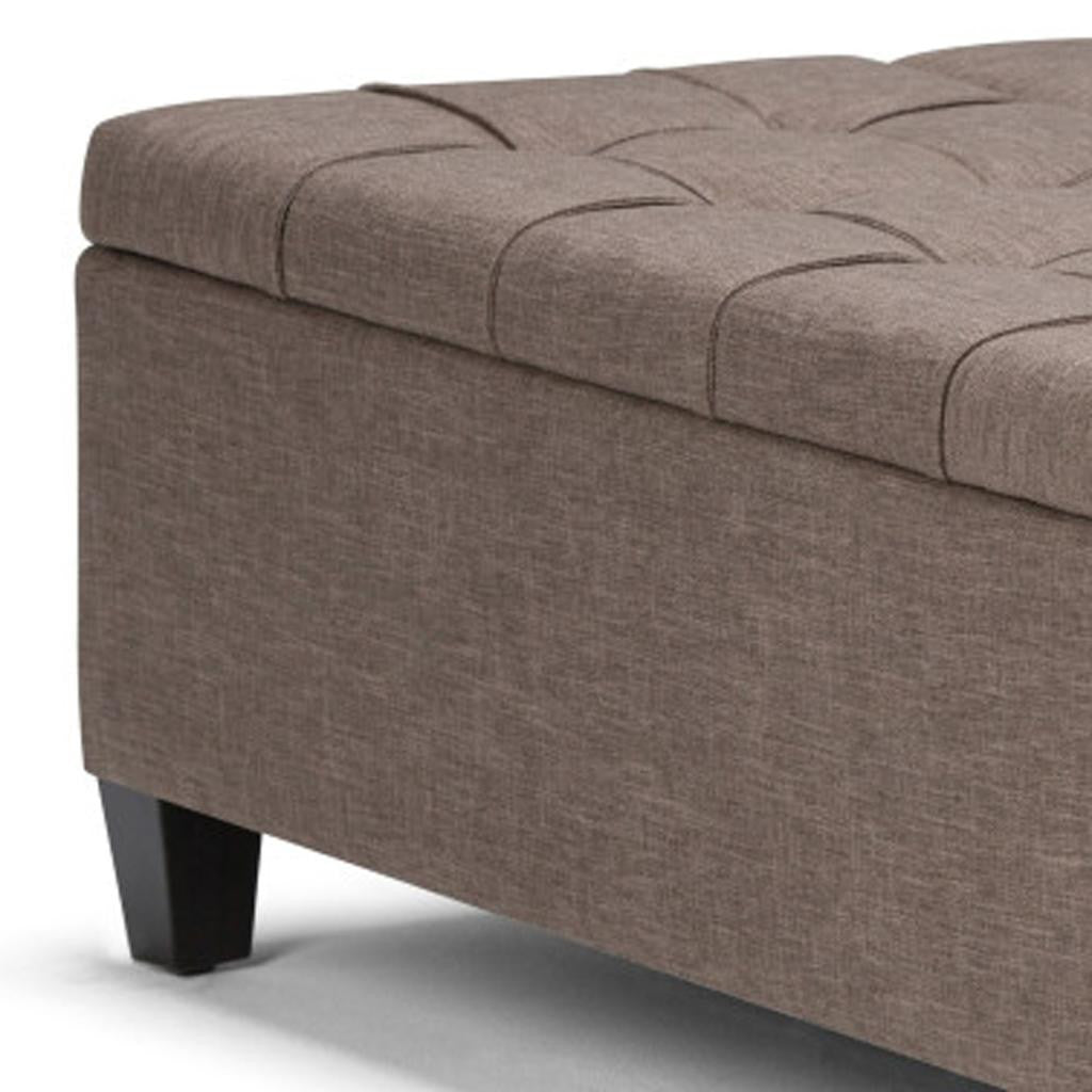 36" Brown and Espresso Fabric Cocktail Ottoman With Storage-7