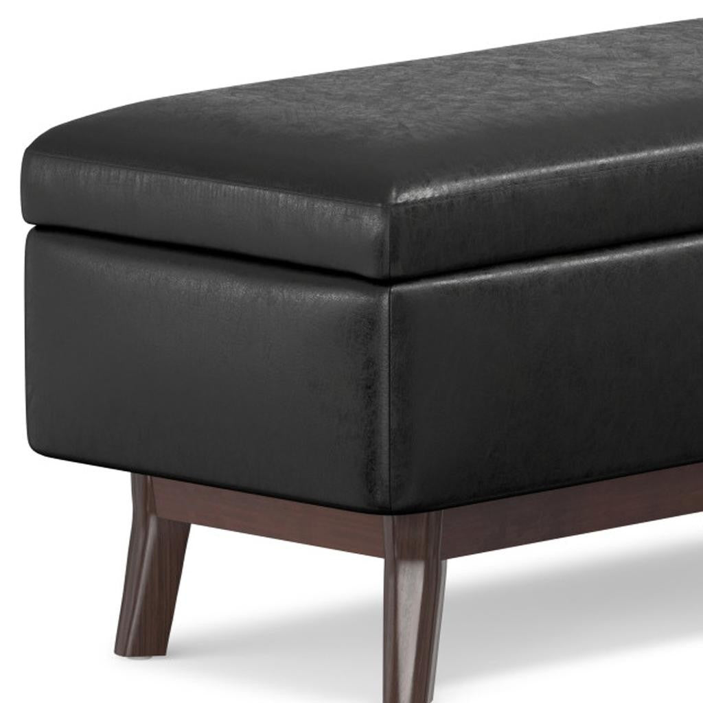 36" Black and Brown Leather Cocktail Ottoman With Storage-7