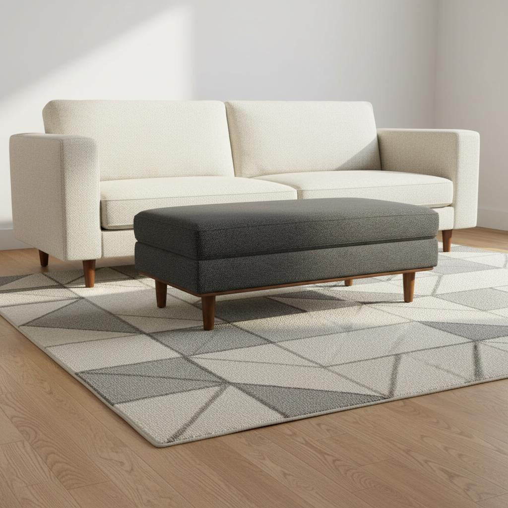 49" Gray and Brown Fabric Cocktail Ottoman-1