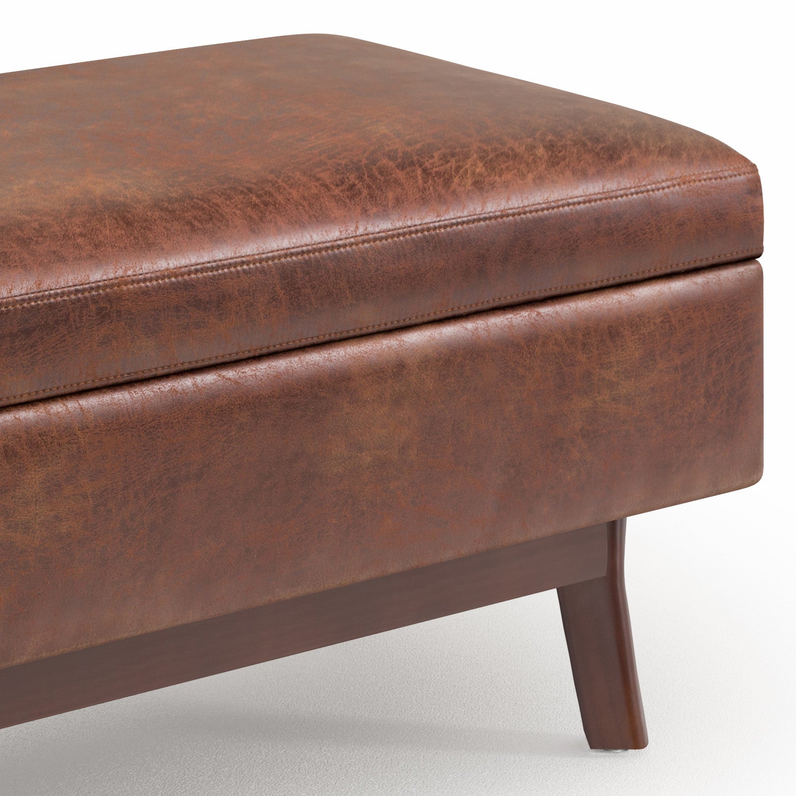 36" Brown Leather Cocktail Ottoman With Storage-5