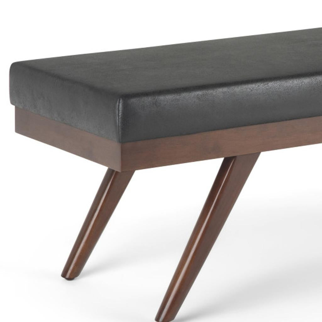 48" Black and Brown Leather Ottoman-6
