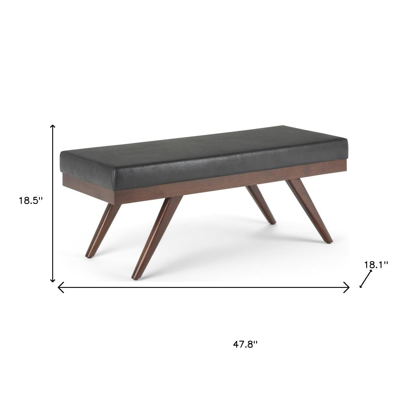 48" Black and Brown Leather Ottoman-7