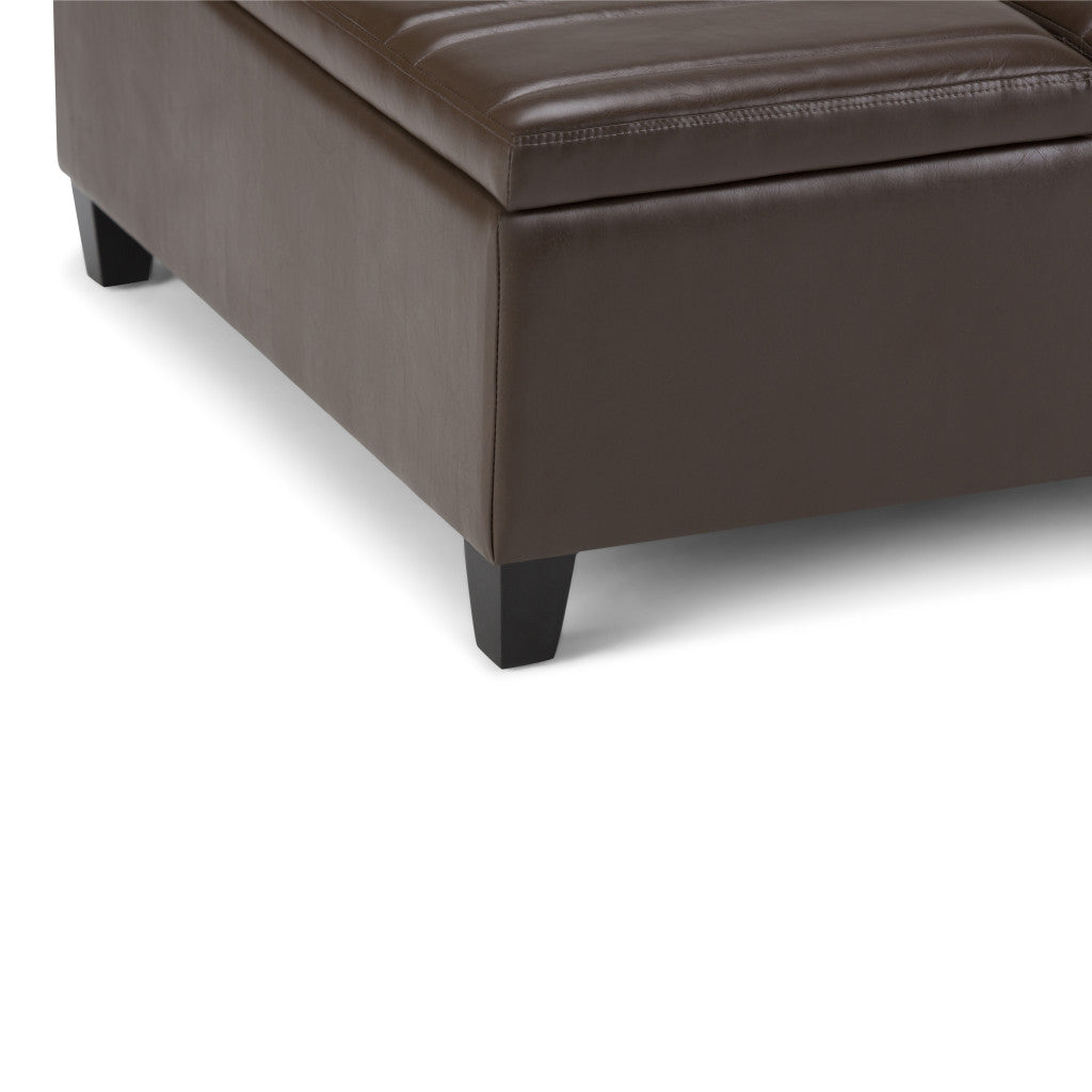 36" Brown and Espresso Leather Cocktail Ottoman With Storage-5