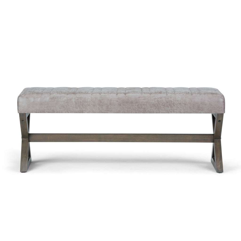 48" Gray and Brown Leather Ottoman-2