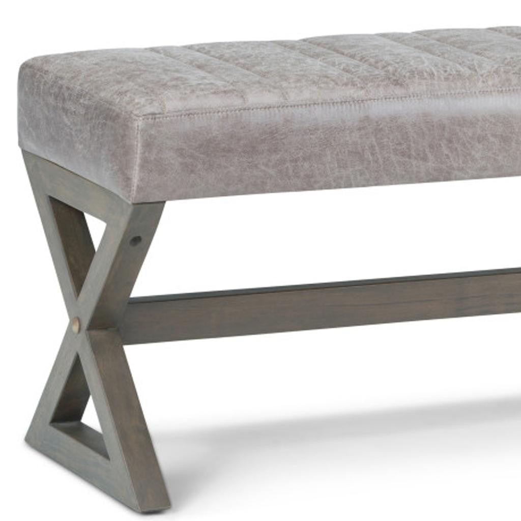 48" Gray and Brown Leather Ottoman-6