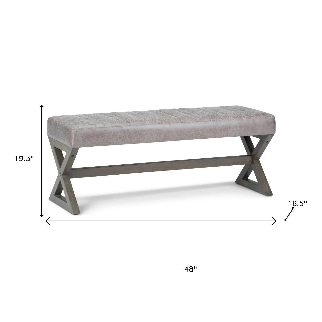 48" Gray and Brown Leather Ottoman-7