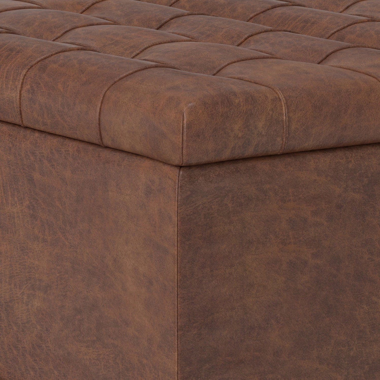 30" Brown Leather Cocktail Ottoman With Storage-6