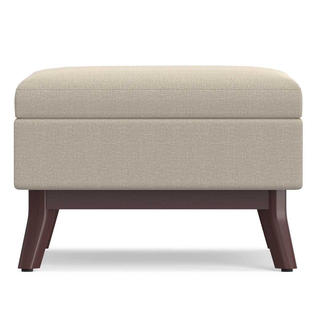 34" Natural and Brown Fabric Cocktail Ottoman With Storage-3