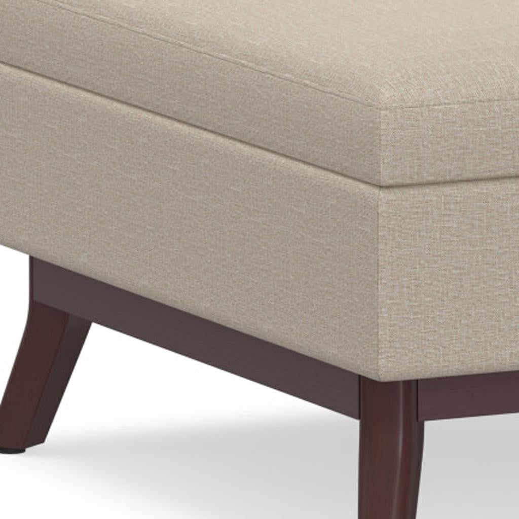 34" Natural and Brown Fabric Cocktail Ottoman With Storage-5