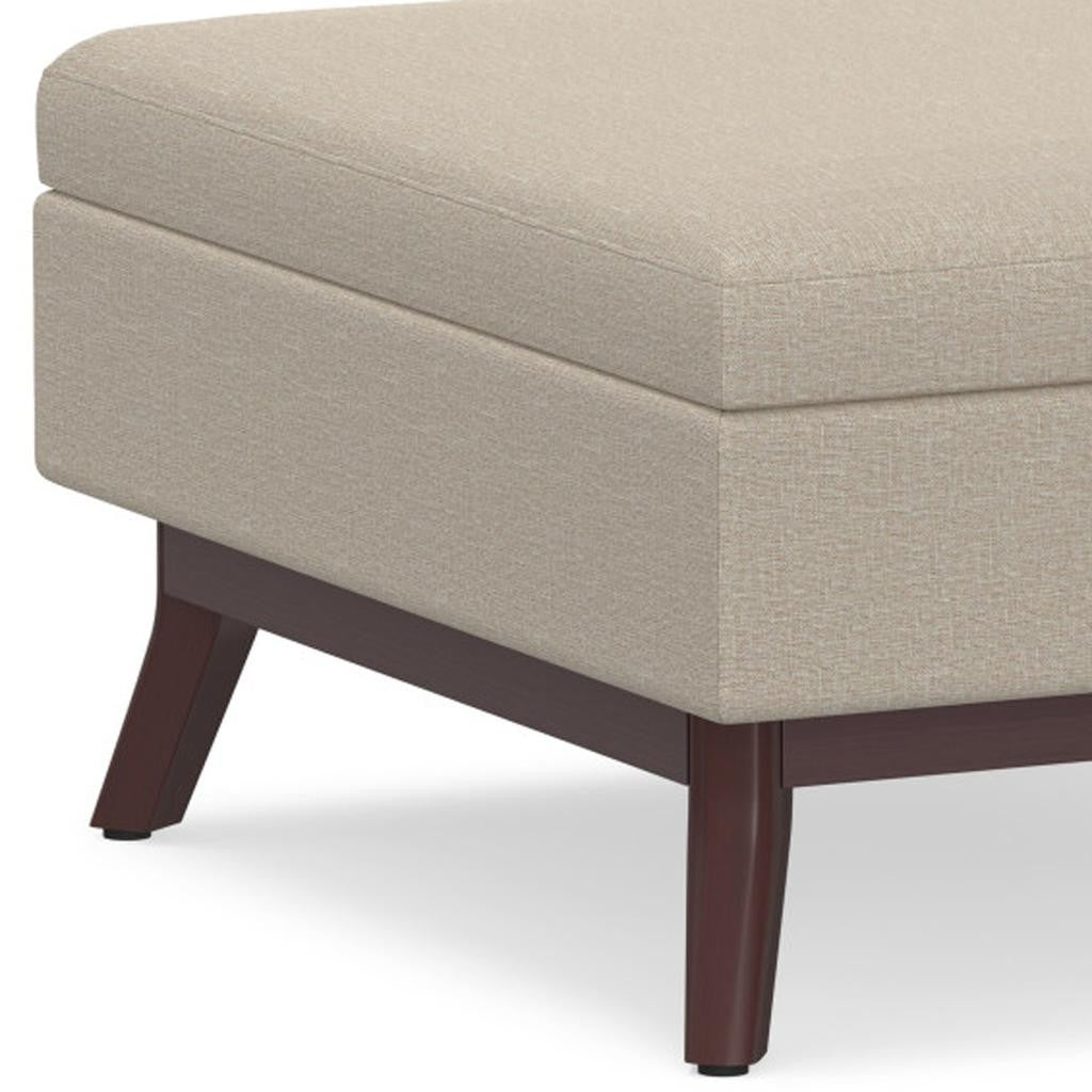 34" Natural and Brown Fabric Cocktail Ottoman With Storage-6