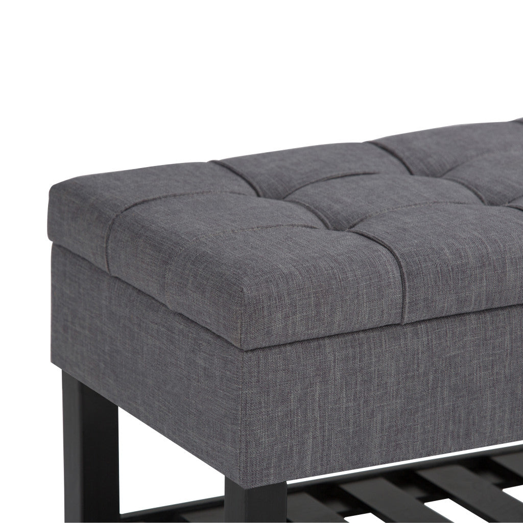 43" Gray and Espresso Fabric Ottoman With Storage-5