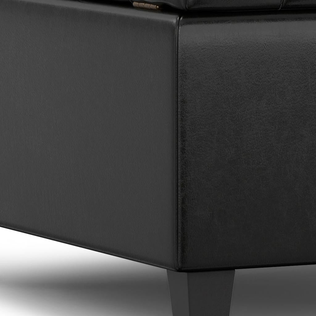 30" Black Leather Cocktail Ottoman With Storage-6