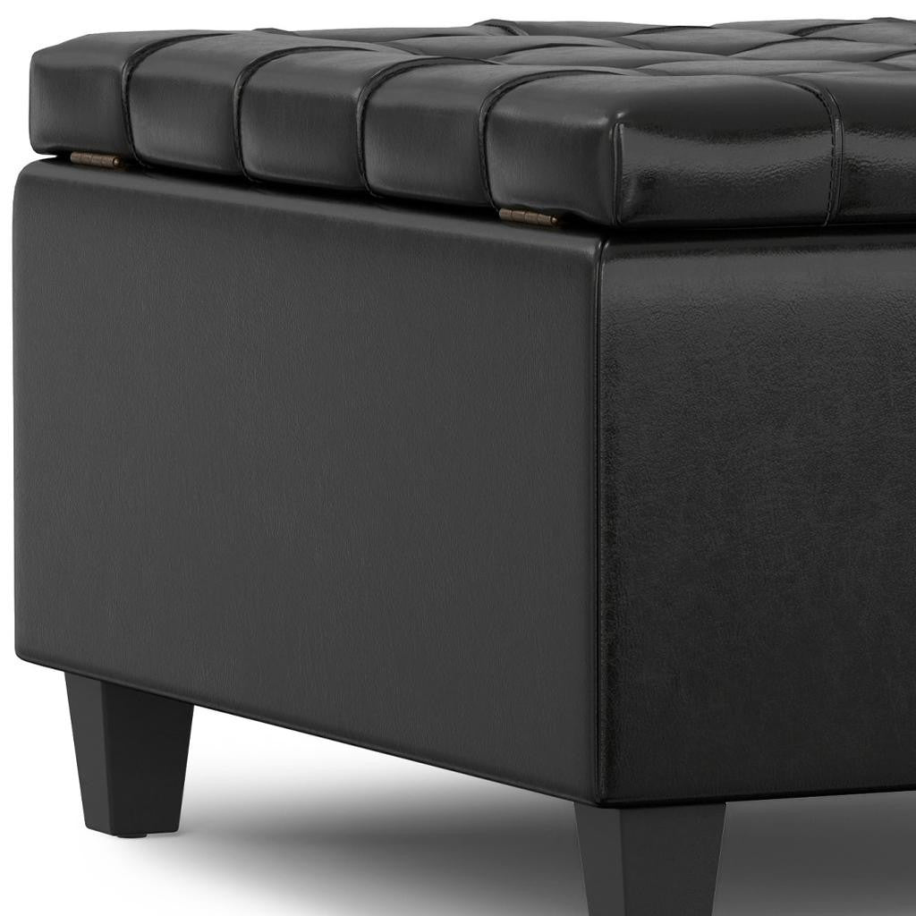 30" Black Leather Cocktail Ottoman With Storage-7