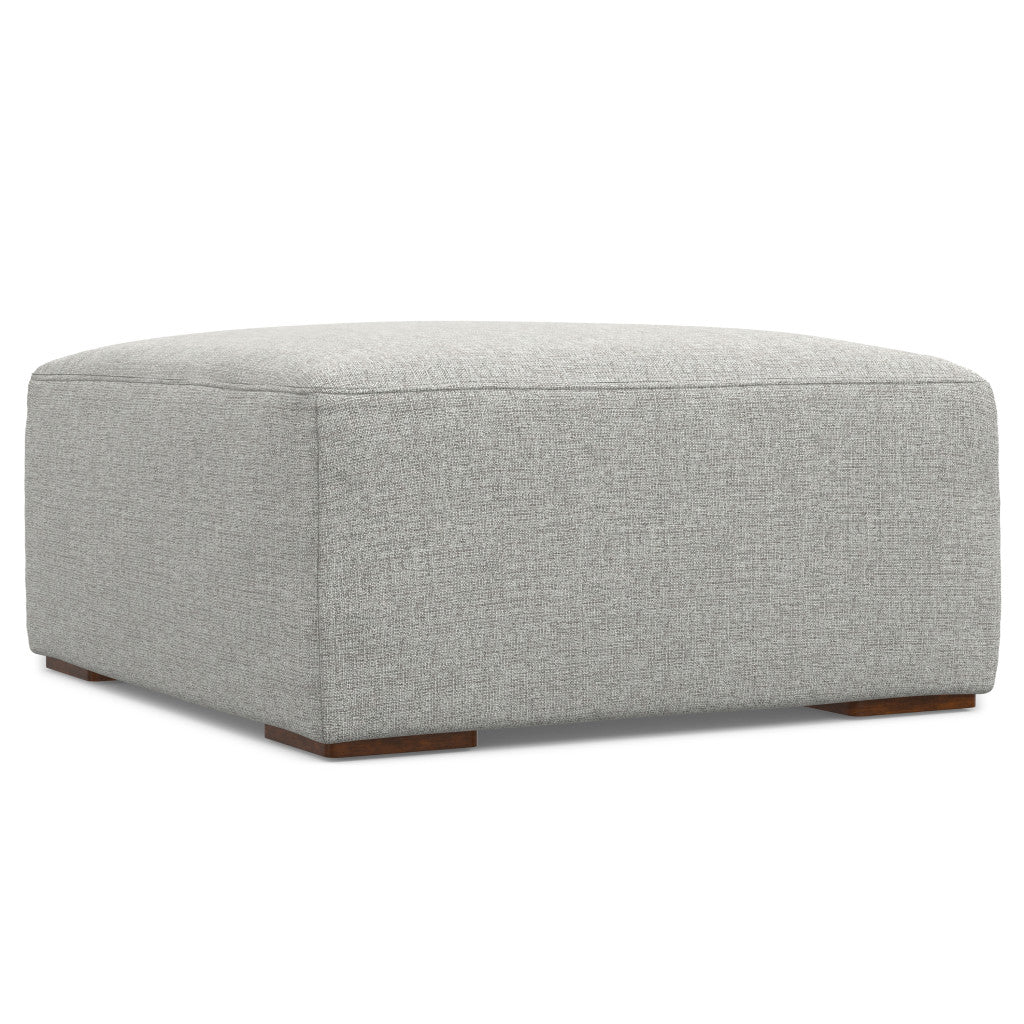 34" Gray and Brown Fabric Ottoman-0