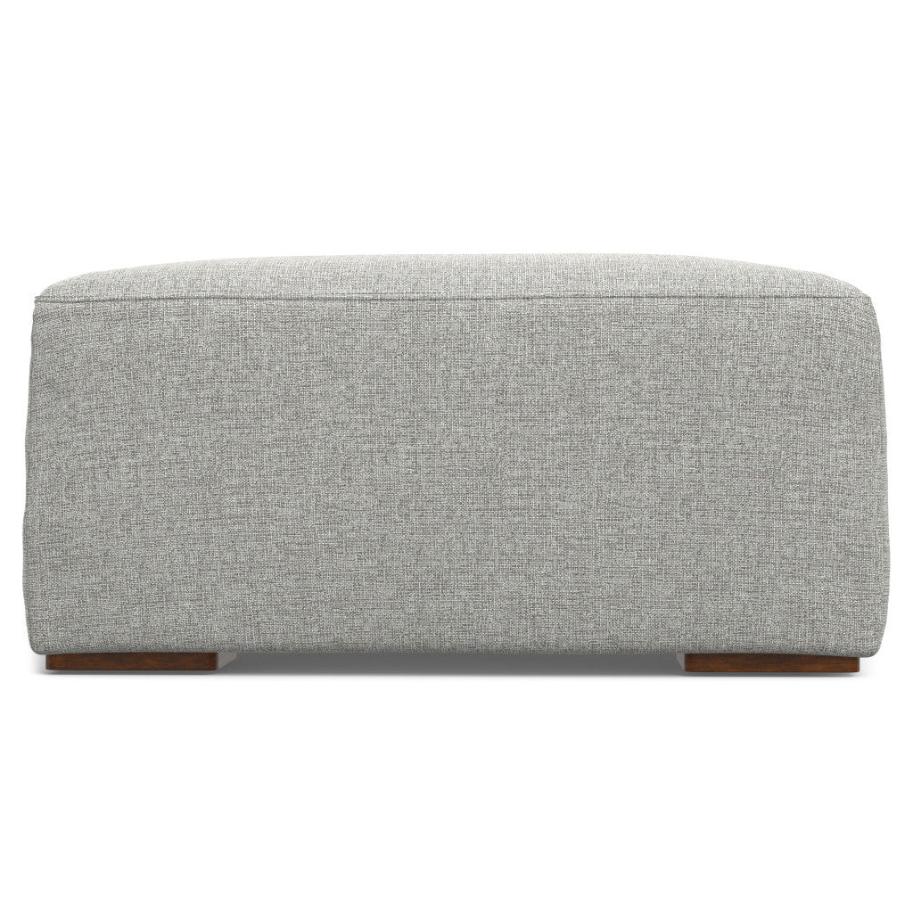 34" Gray and Brown Fabric Ottoman-2