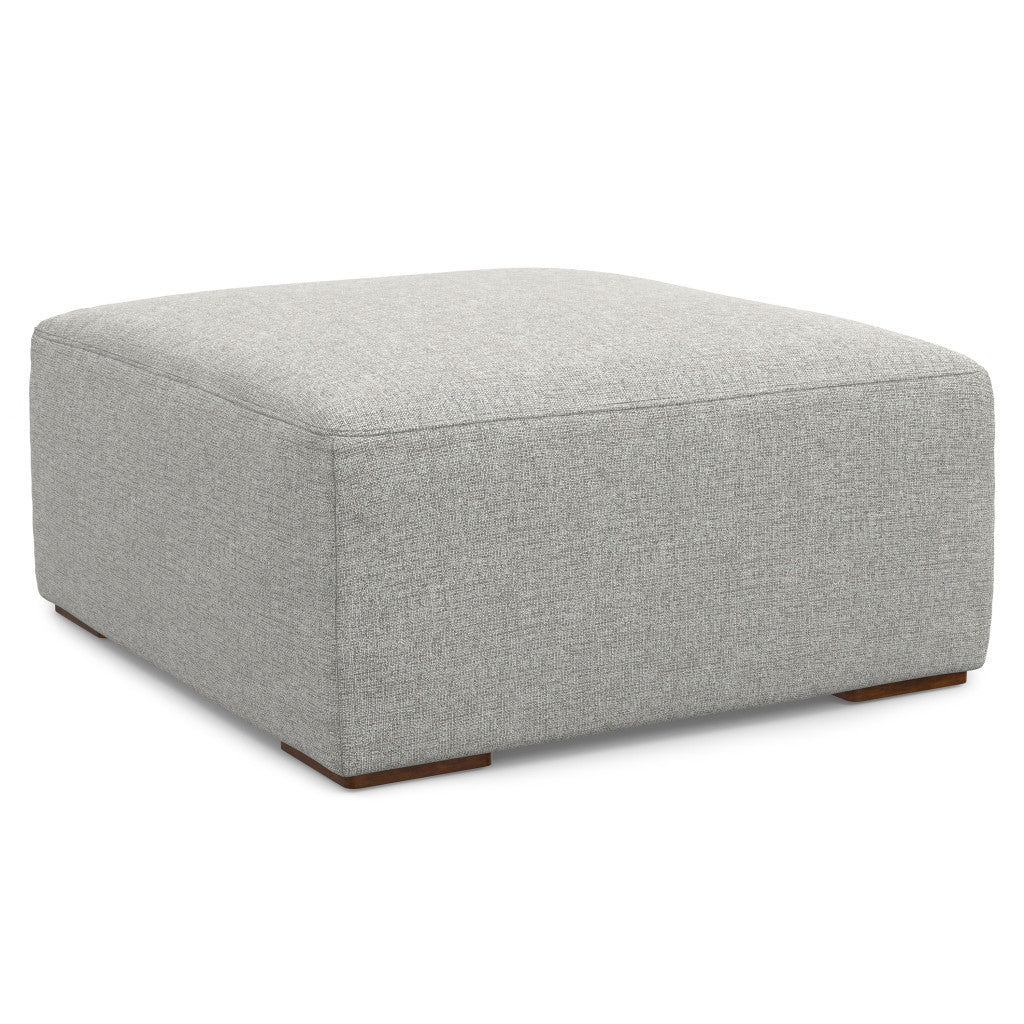 34" Gray and Brown Fabric Ottoman-3